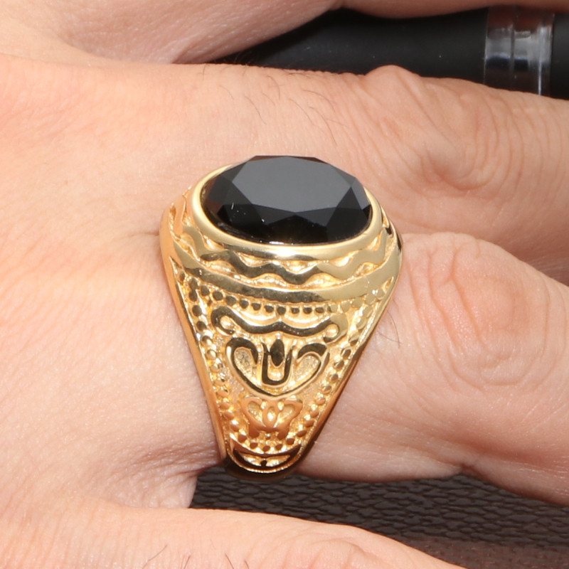 Golden Black Gem Ring Ring Number 9