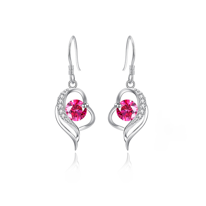 Red Diamond earrings, a pair of 999 silver