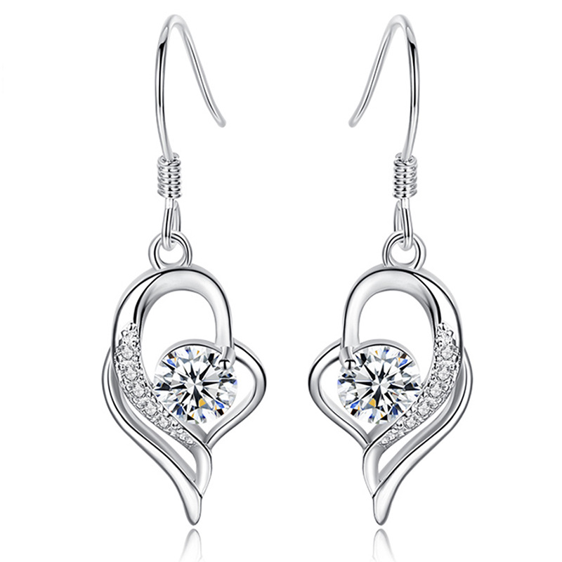 Earrings, white diamonds, a pair of 925 silver