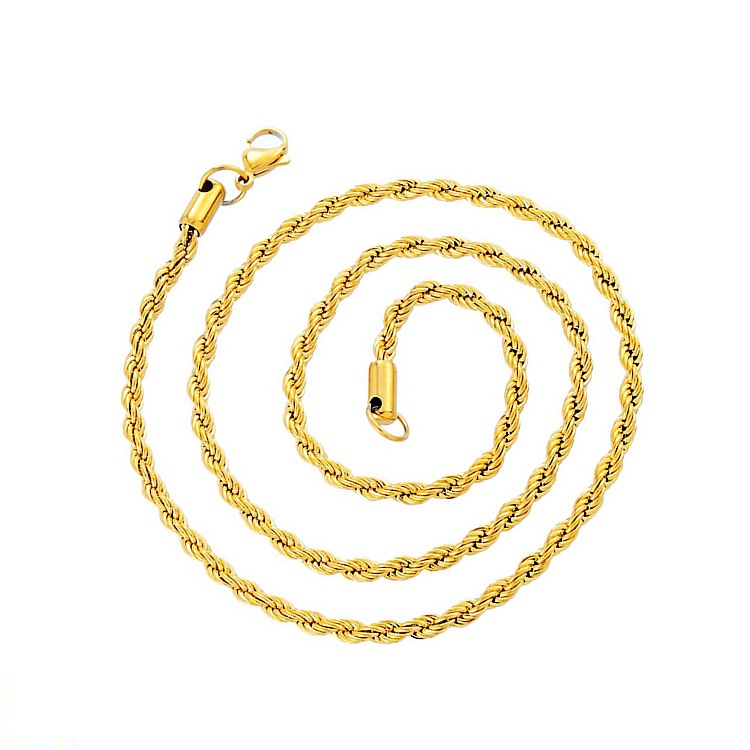 3:3mm 61cm gold stainless steel twist chain