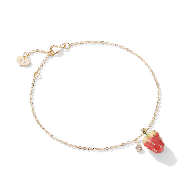 Golden little strawberry bracelet