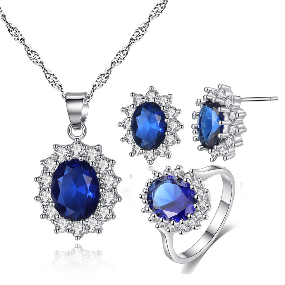 Blue 3-piece open ring set