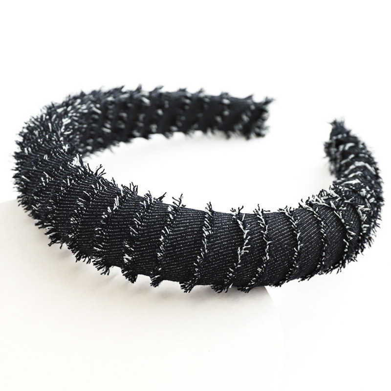 7:Black denim wrapped sponge hair hoop