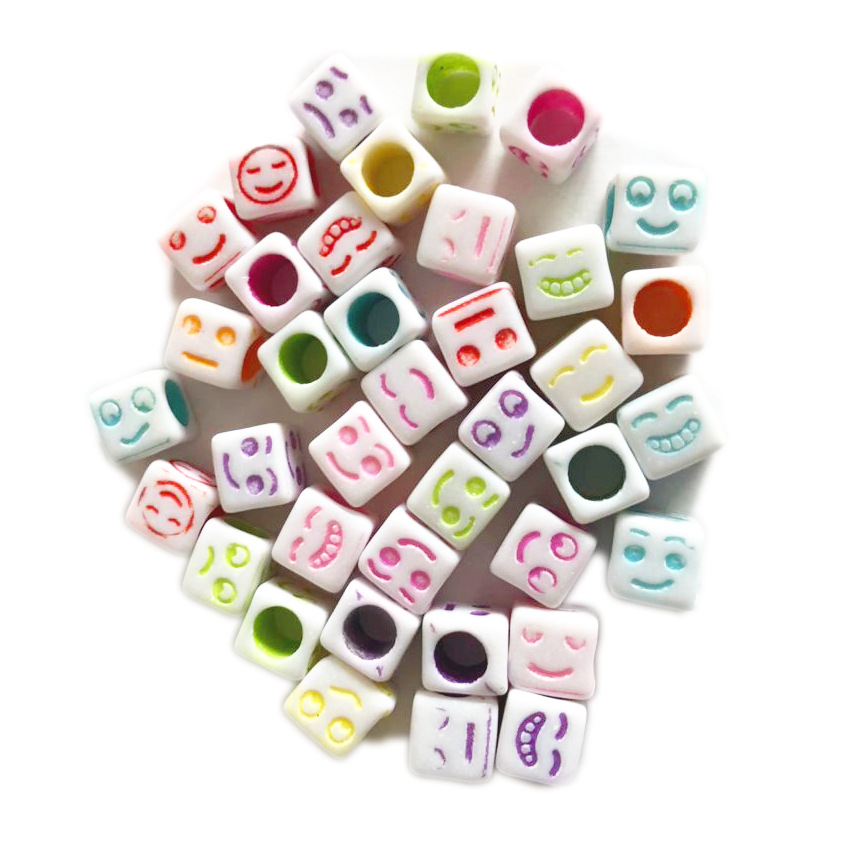 30:6*6mm white background acrylic expression beads