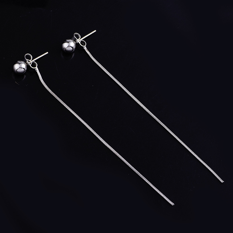 Drop earring with ear stud, whitegold