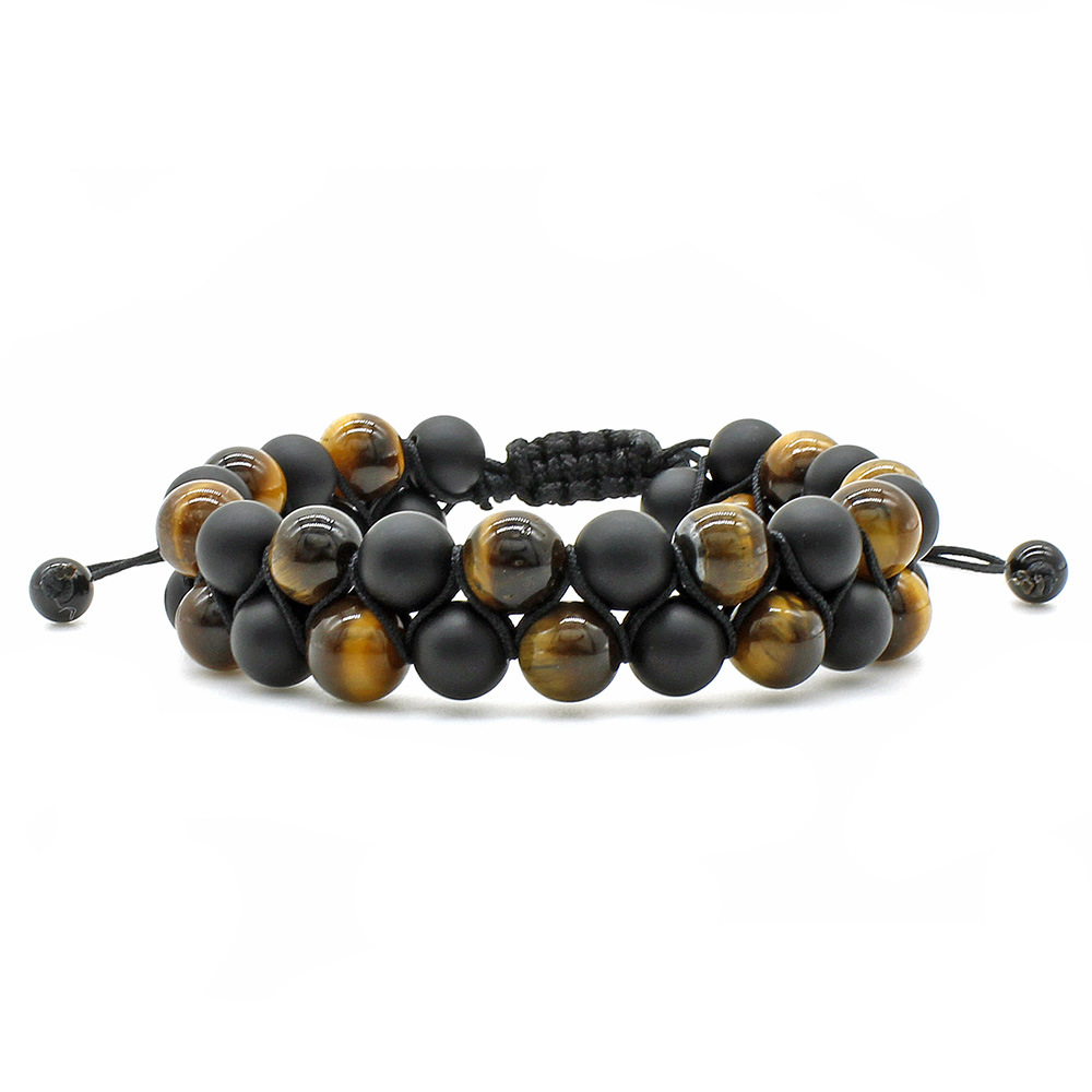 2:yellow tiger eye stone/Matte Black Stone