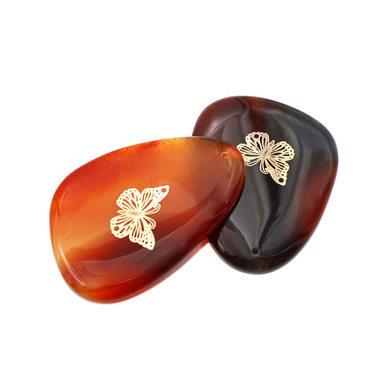 Agate + golden butterfly