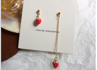 Asymmetric strawberry earrings