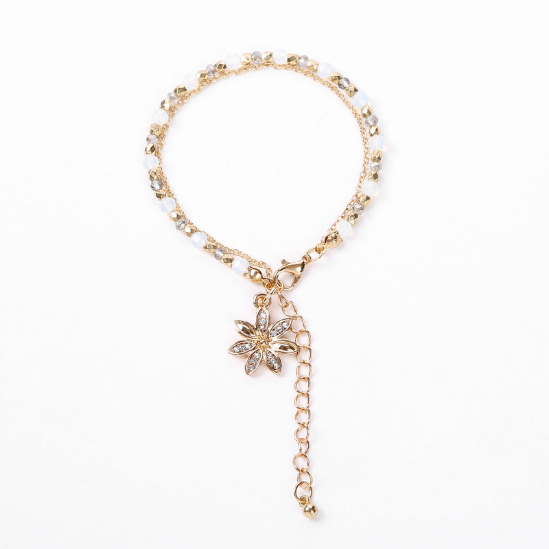 Grey Bead Chain + Flower Pendant