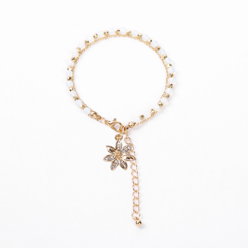 Milky white bead chain + flower pendant