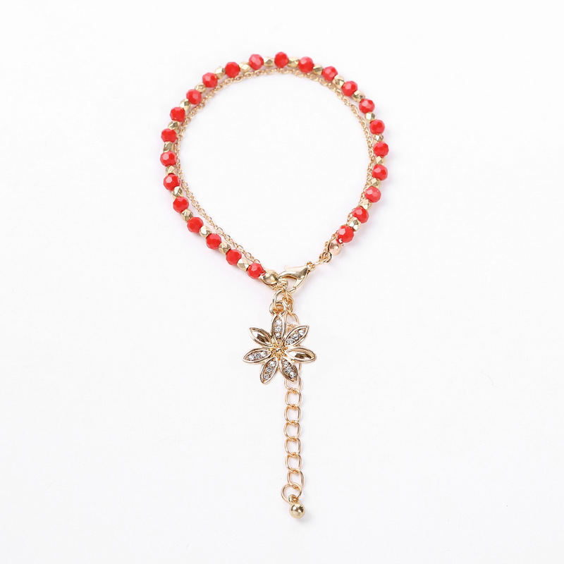 Red bead chain + flower pendant