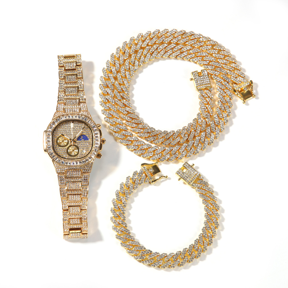 Gold 12mm Cuban Suit (8inch bracelet + 18inch neck