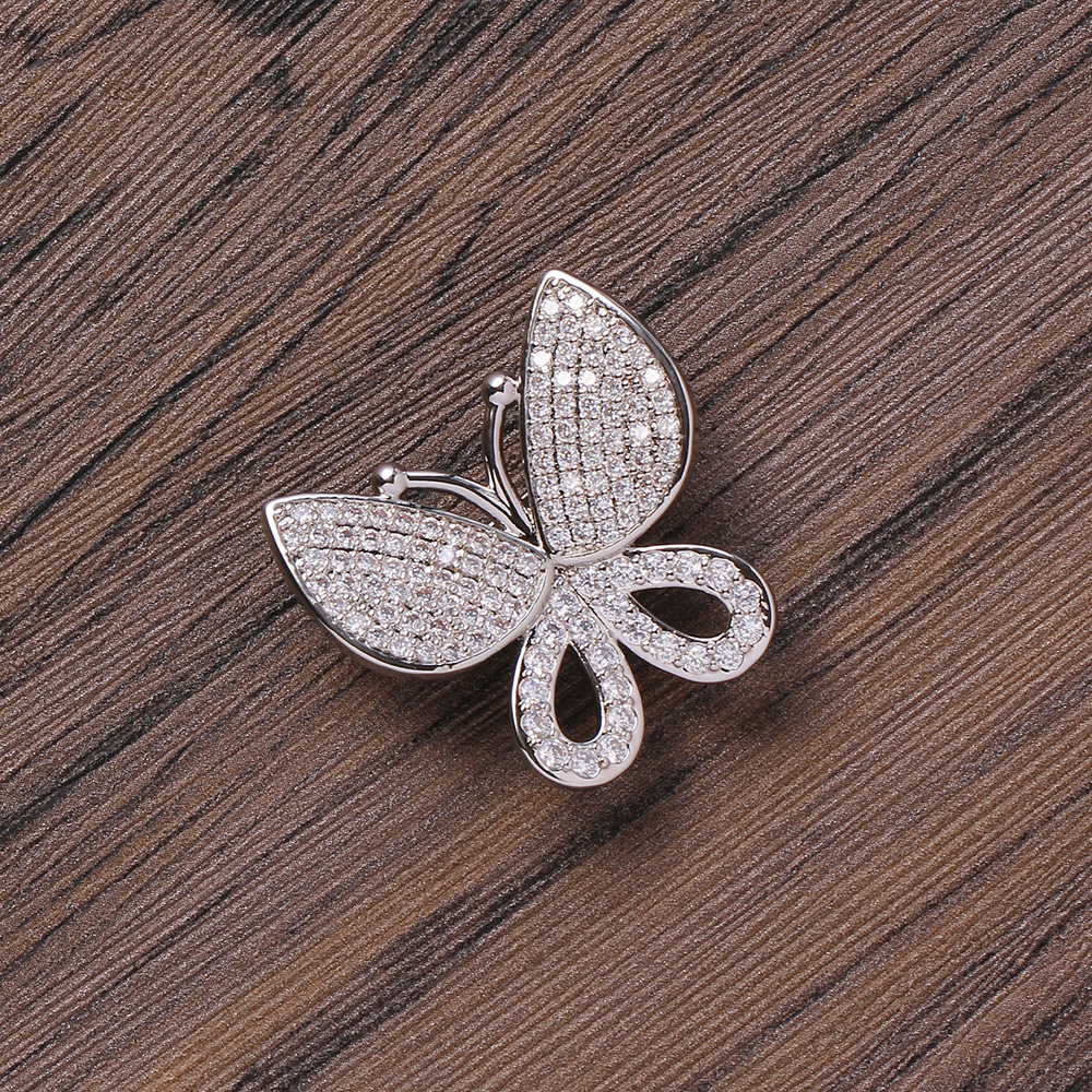 Silver White Zirconium Butterfly