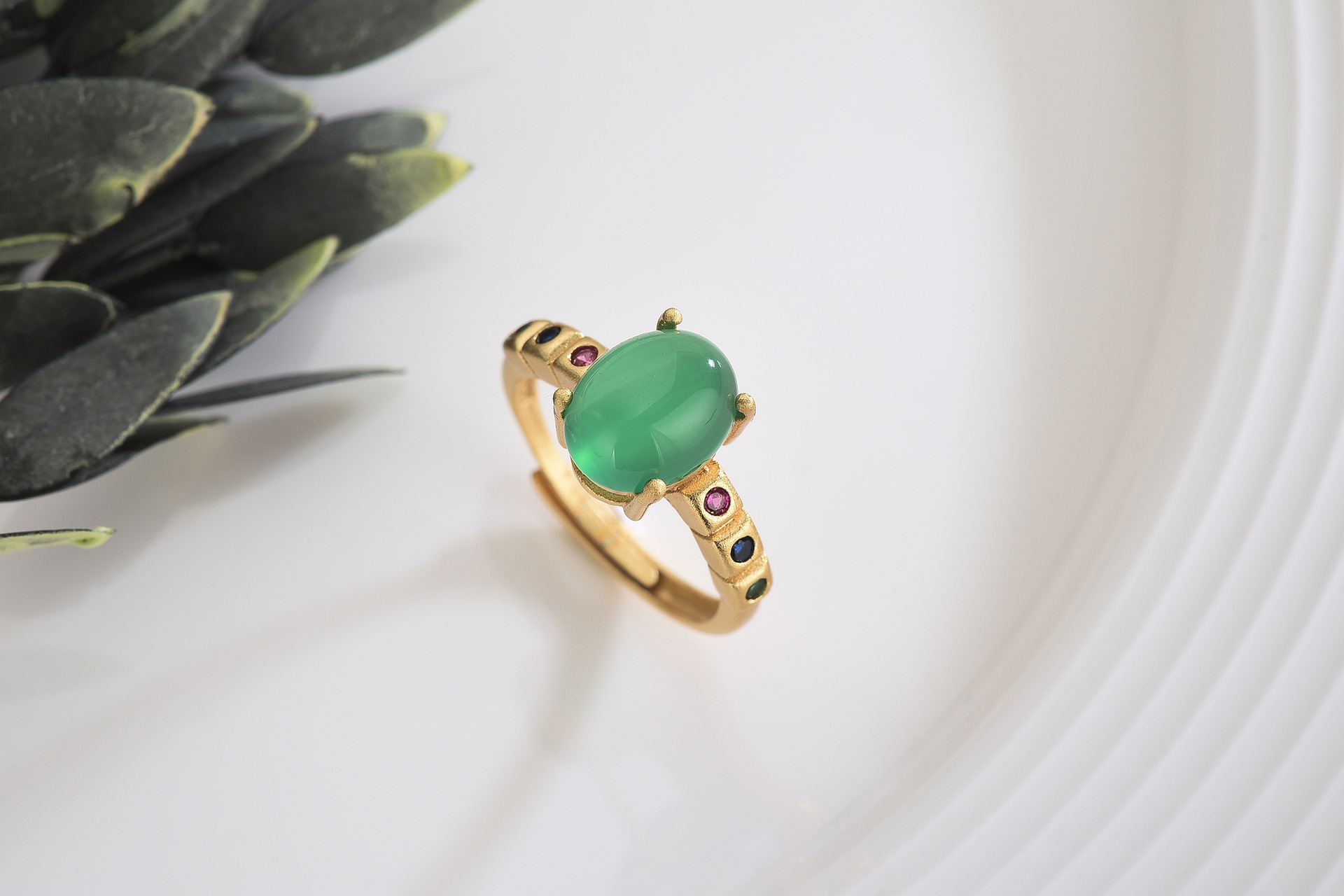 8x10mm ring (including chrysoprase) with adjustabl