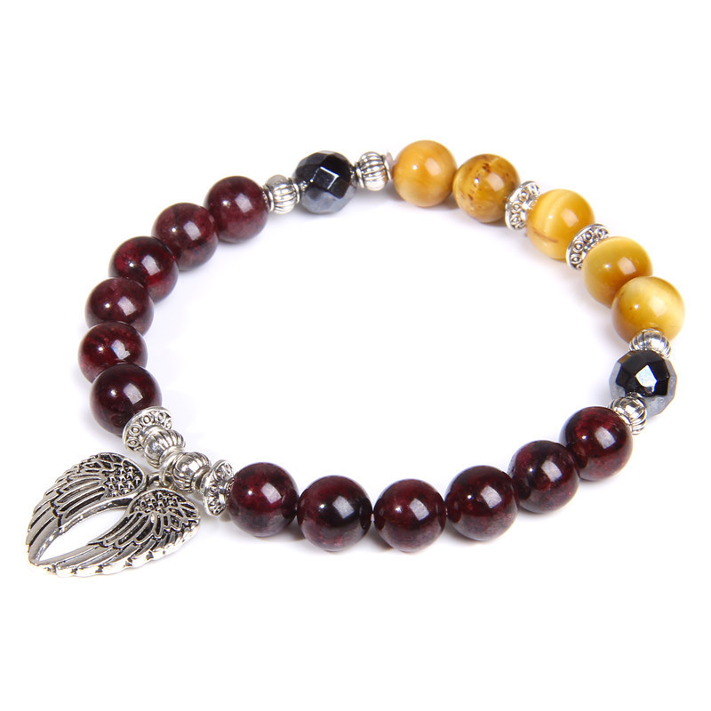 Golden Tiger Stone Garnet Bracelet 21cm