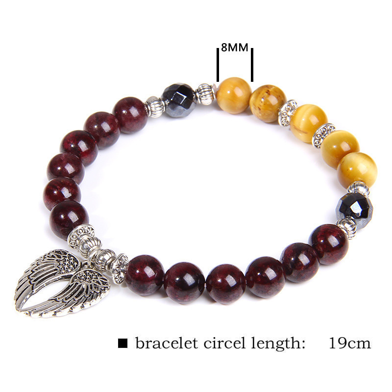 Golden Tiger Stone Garnet Bracelet 19cm