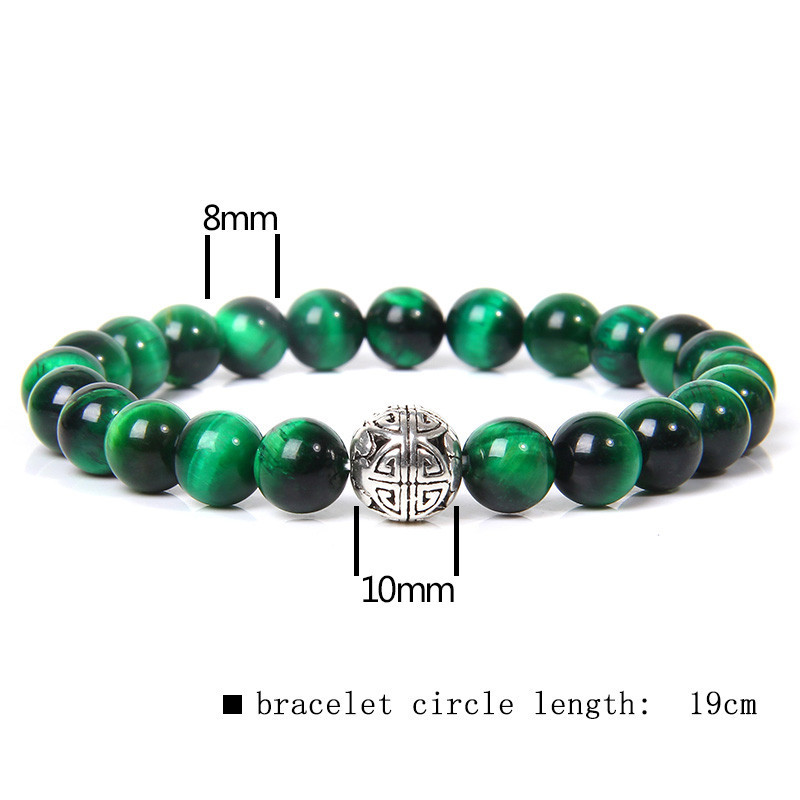 Fu Lu Shou Green Tiger Eye Bracelet