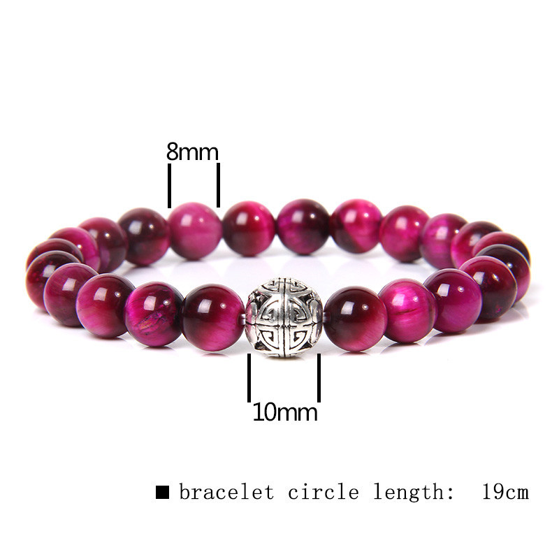 Fu Lu Shou Rose Red Tiger Eye Bracelet