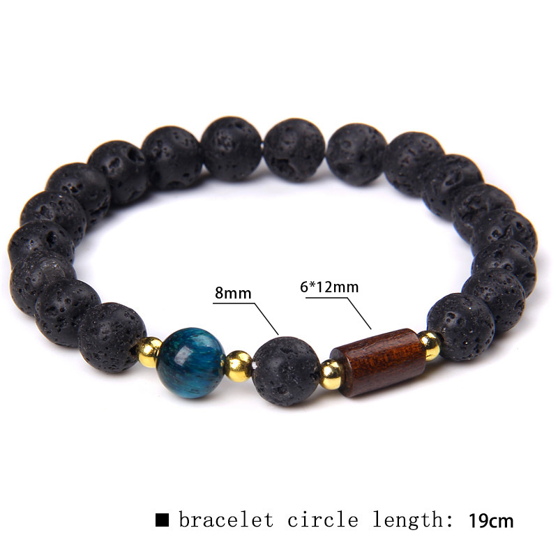 Sapphire Tiger Volcanic Stone Wood Beads