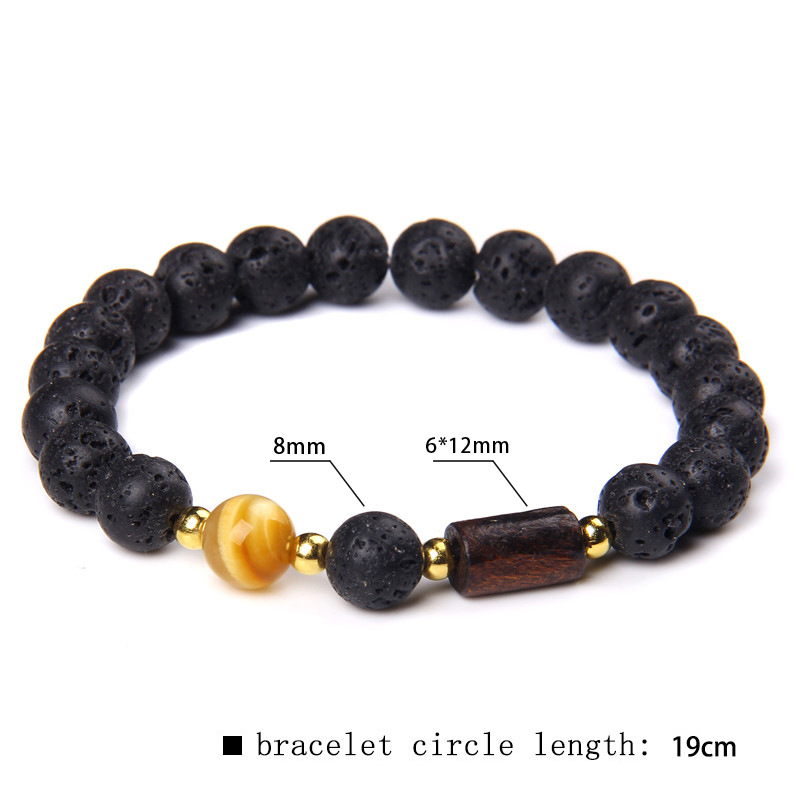 Golden Tiger Volcanic Stone Wood Bead Bracelet