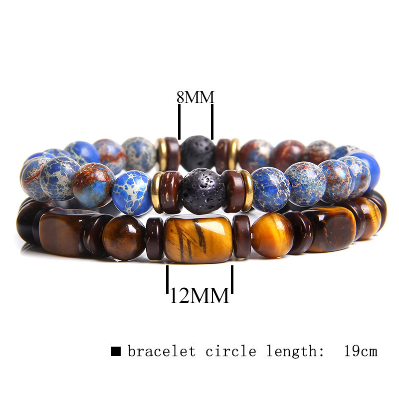 7:Cube Tiger Eye Blue Emperor Stone Combination Bracelet