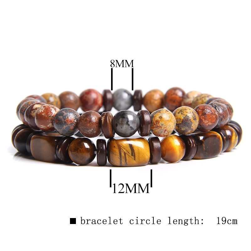 Cube Tiger Eye Leopard Skin Stone Combination Brac