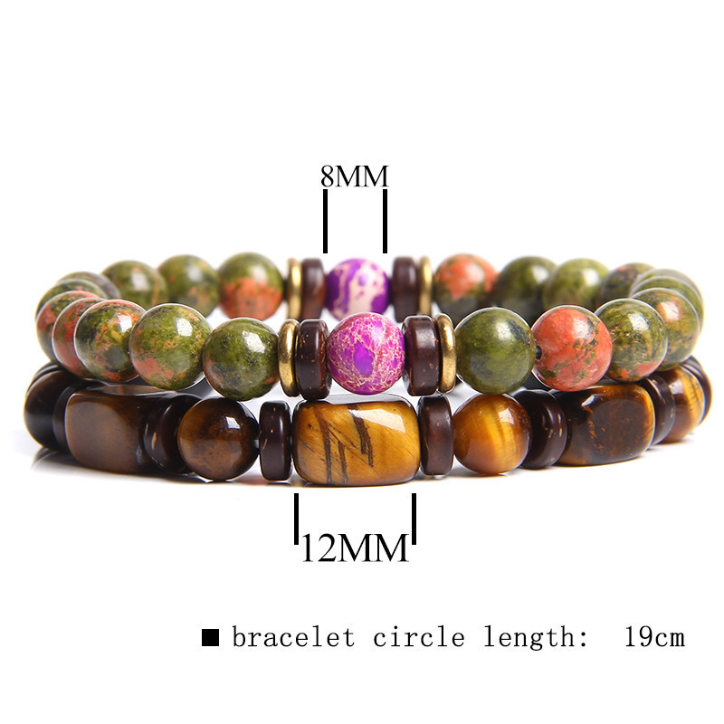 Square Tiger Eye Flower Green Combination Bracelet