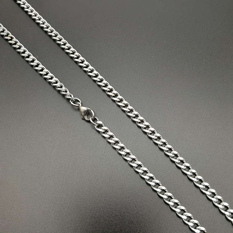 5mm * 70CM Cuban chain in steel colour