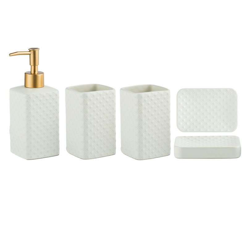 Embossed matte white four-piece set