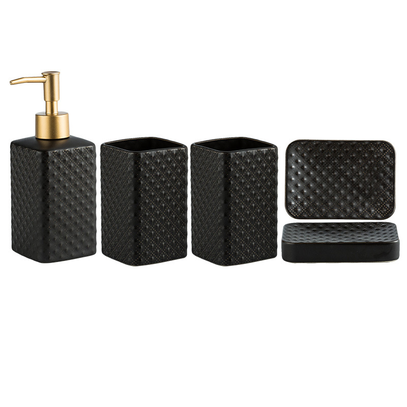 Embossed matte black four-piece set