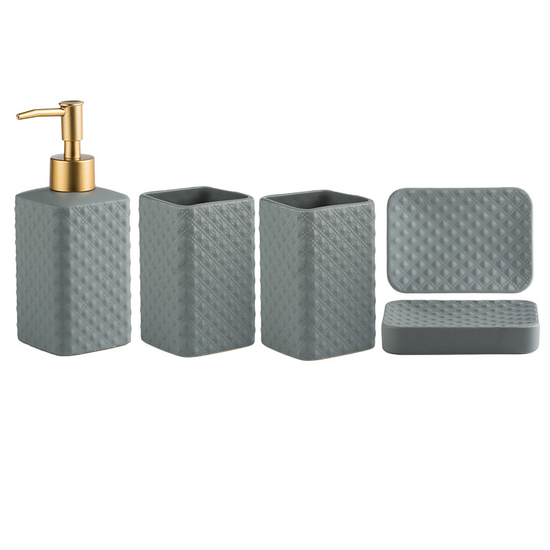 Embossed matte gray four-piece set