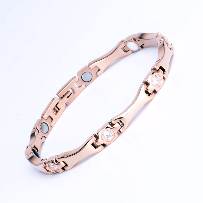 6:rose gold color plated with clear rhinestone