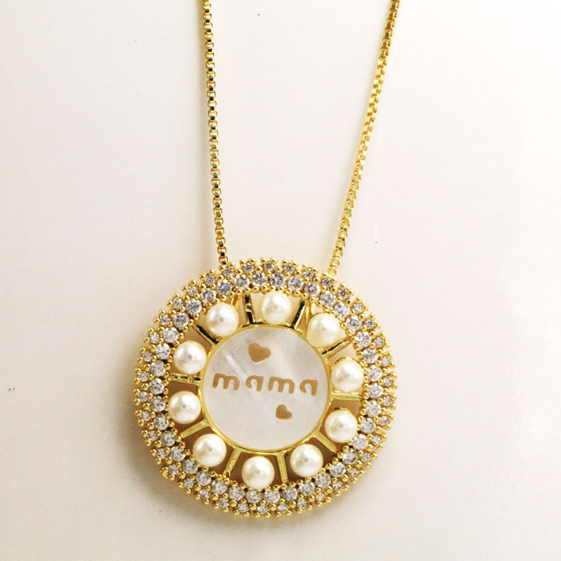 Mama letter necklace, 3.1*3.1cm,45+0.5cm