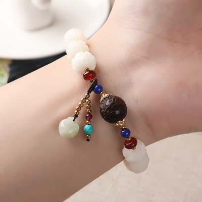 10mm white jade lotus hanging multi-treasure hand