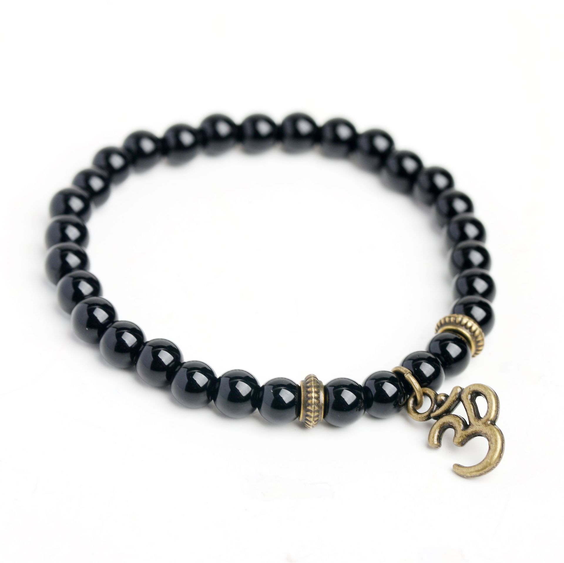 6mm Black Agate + Ancient Bronze OM