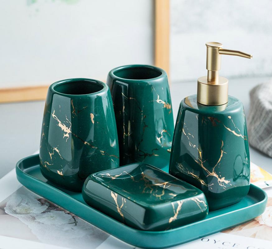 Dark green bathroom 5-piece set