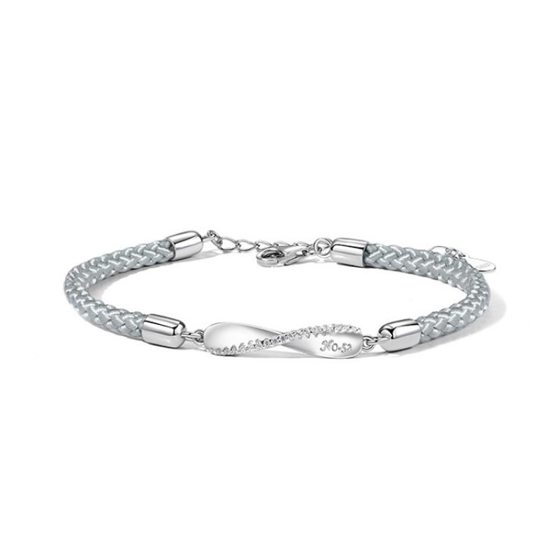 Women's grey rope white gold 925 silver