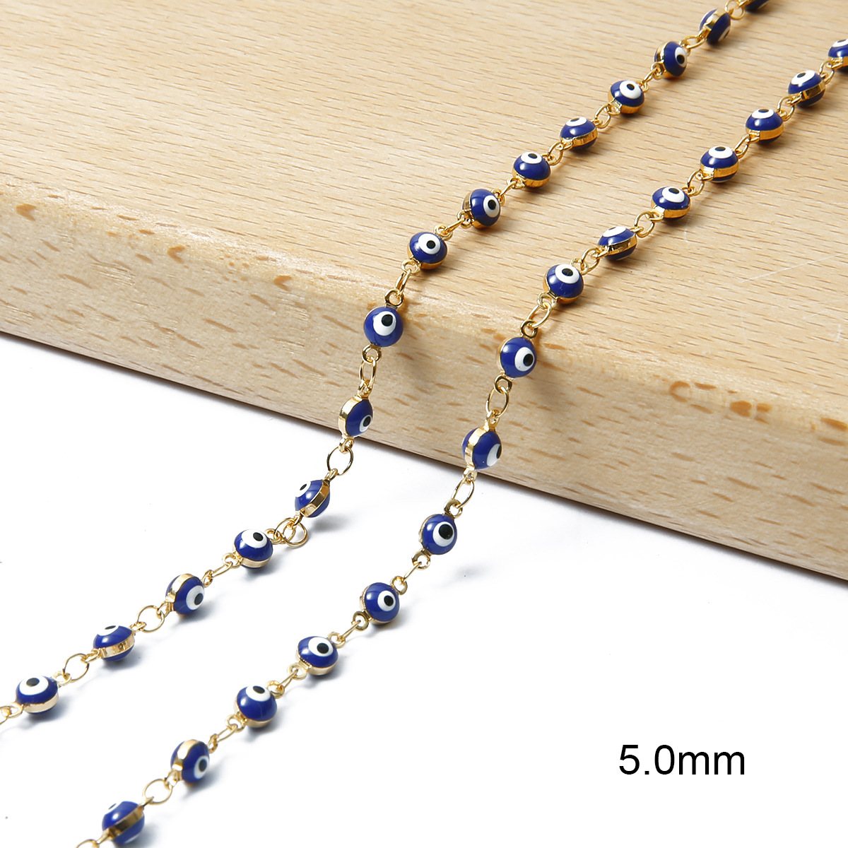 5mm oil drop chain/sapphine blue eyes /50cm/ strip