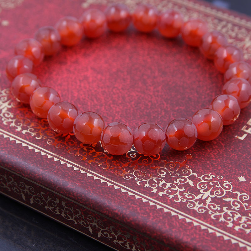 1:Football red agate bracelet 8mm