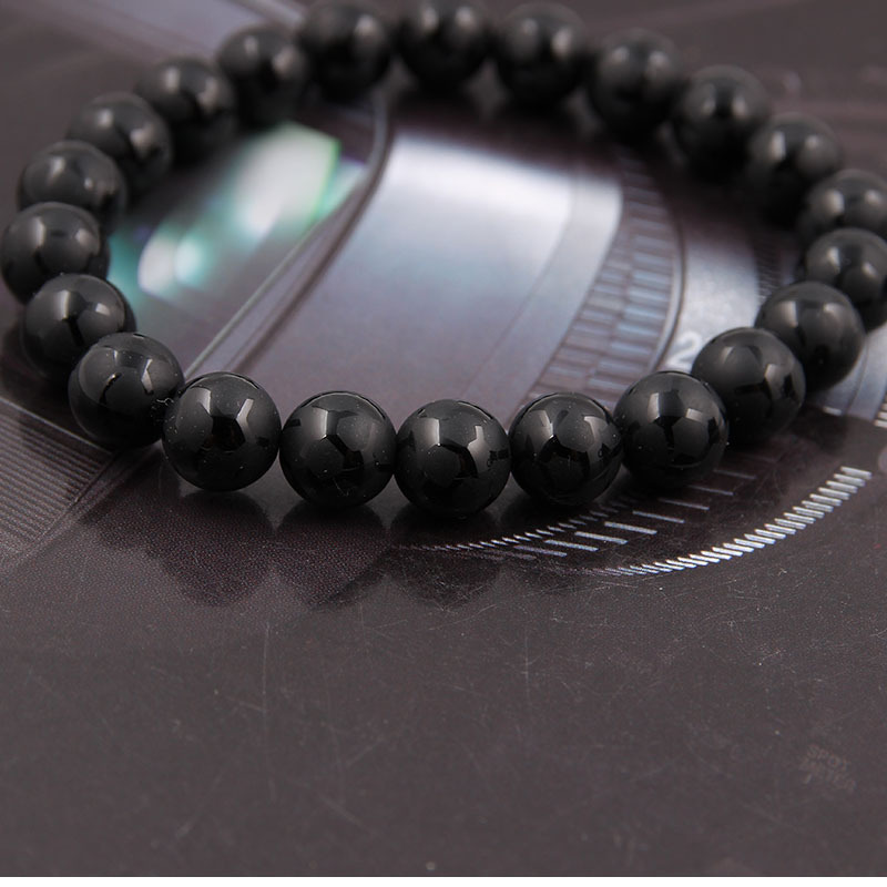 2:Football black agate bracelet 8mm