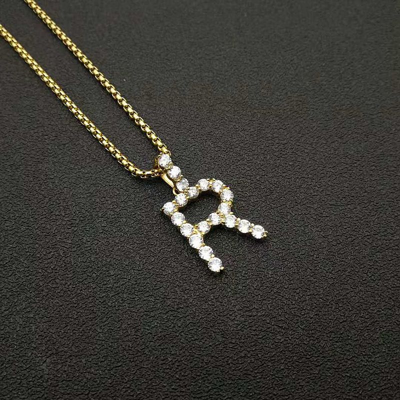 Gold R single pendant