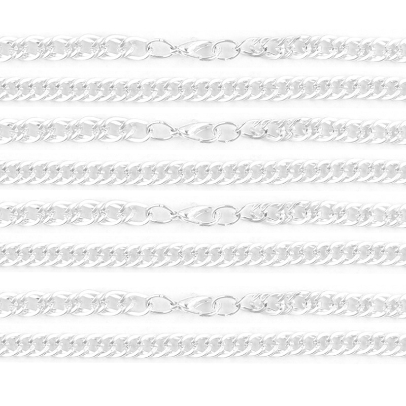 2:Silver Cuban Chain：44cmx7mmx1.3mm