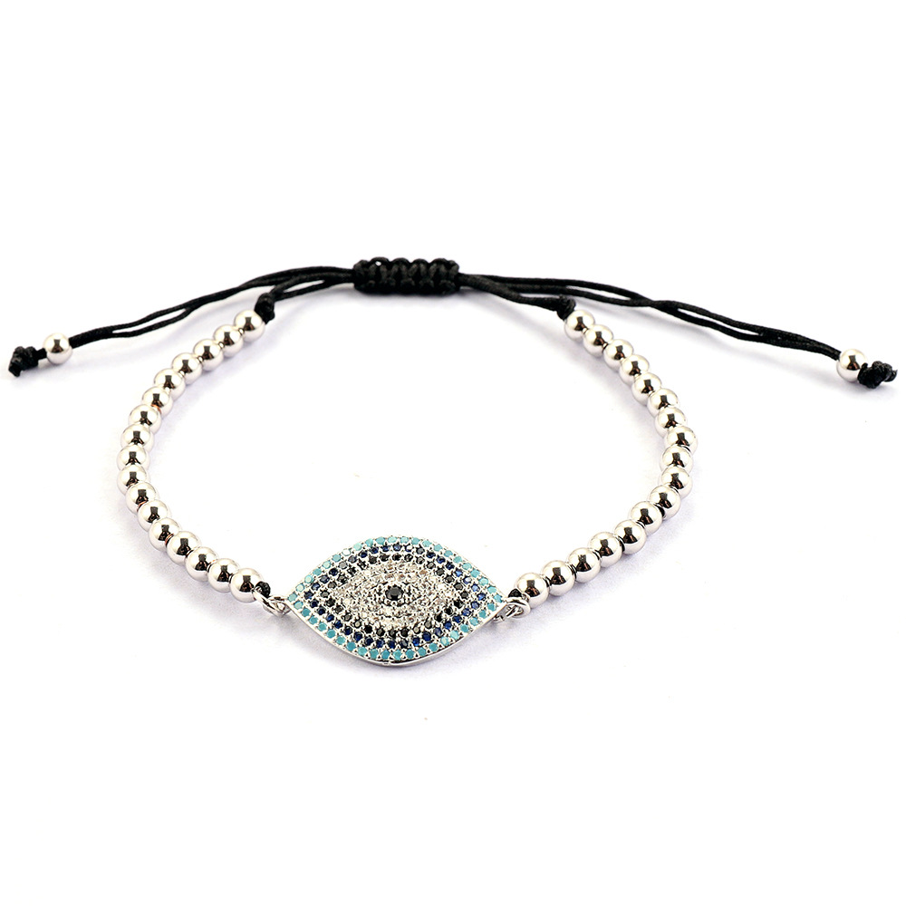 1 silver micro - inlaid devil's eye pull bracelet