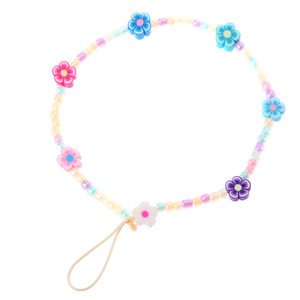 3:1 flower plastic beaded mobile phone chain (Random color)