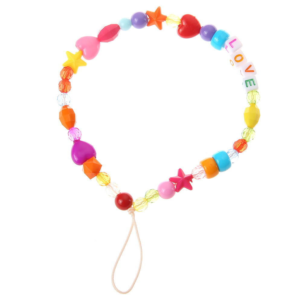 2:1 LOVE plastic beaded mobile phone chain (Random color)