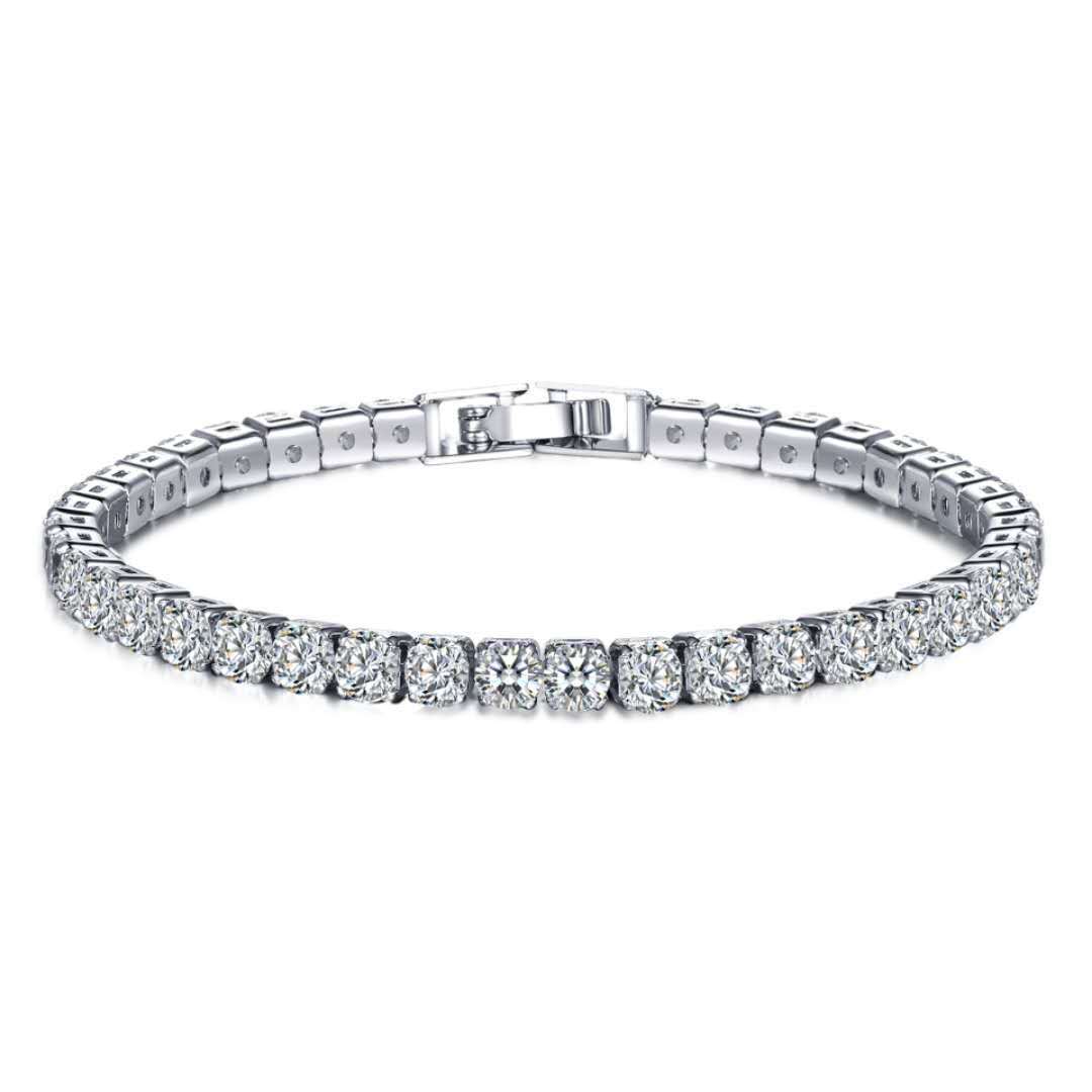 A row of platinum plated bracelets