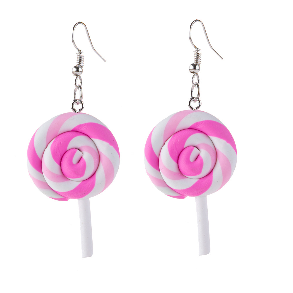 1 pair of powder-white terra-cotta lollipop earrin