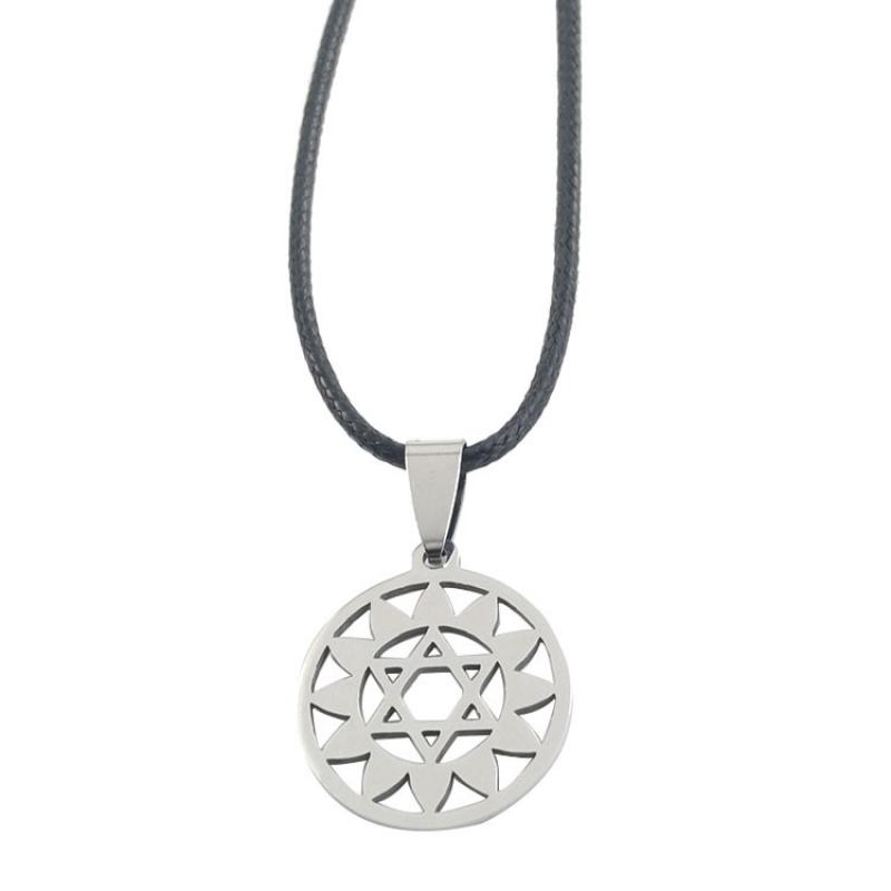 Silver heart wheel pendant + leather rope