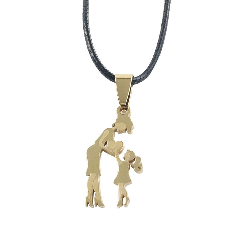 6:Gold pendant   leather rope