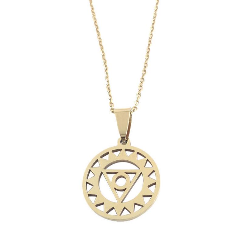 Gold Throat Wheel Pendant + O Chain